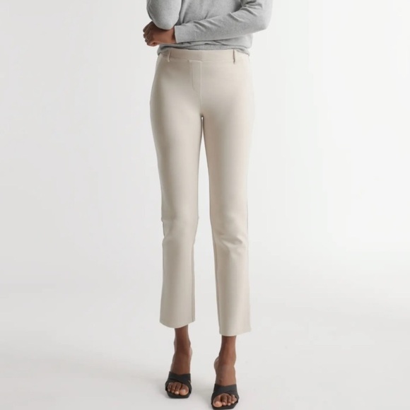 NWT QUINCE Ultra-Stretch Ponte Straight Leg Pants Ecru XS / 26 3741 - Picture 1 of 12